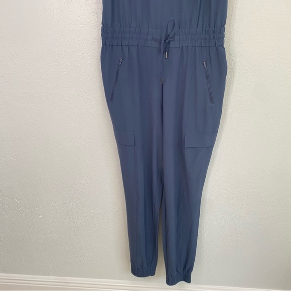 Athleta Unbound Jumpsuit Drawstring Jogger Cargo Pockets Women’s Sz S Blue - Picture 3 of 8